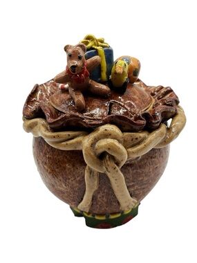 Handmade Christmas Cookie or Candy Jar ca 5” x 6” Figurines